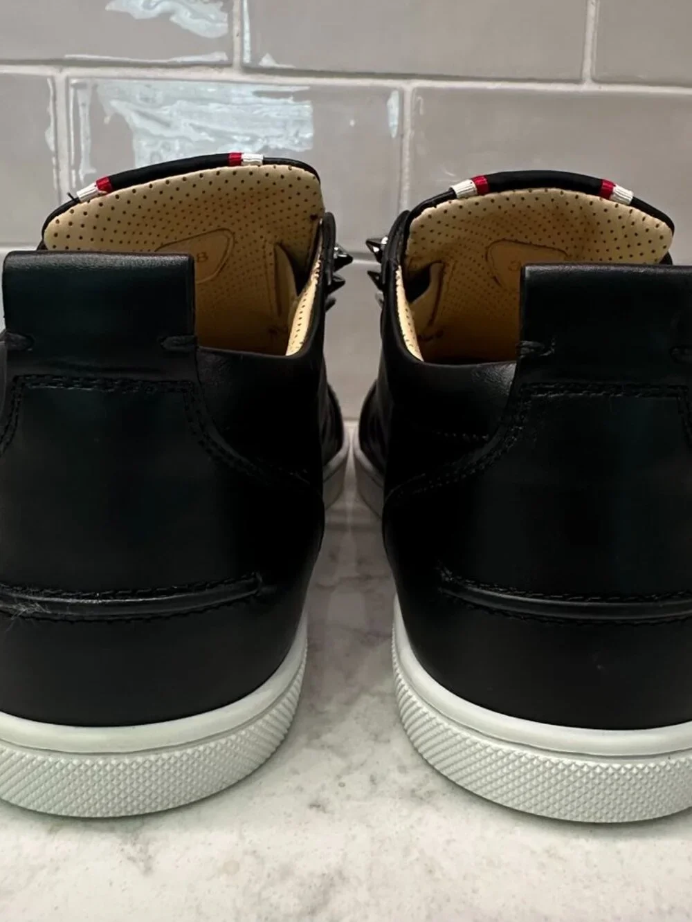 CHRISTIAN LOUBOUTIN F.A.V. FIQUE A VONTADE BLACK CALFSKIN SLIP-ON SNEAKERS. EUC - Picture 5 of 9